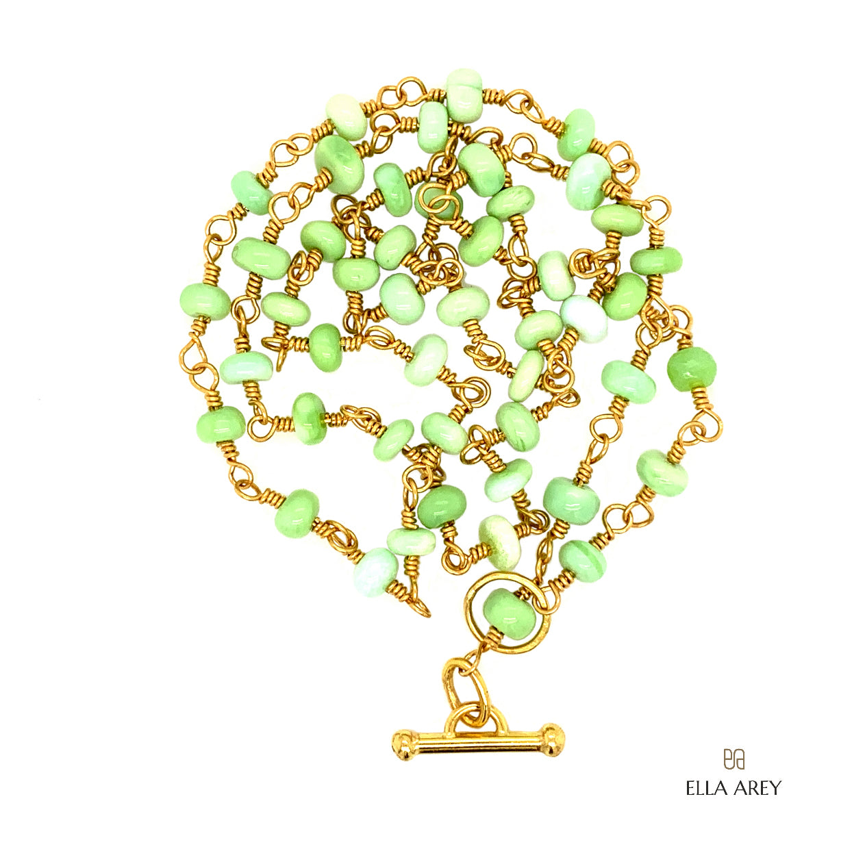 Gracey Green Peruvian Opal 22kt Gold Necklace - Ella Arey