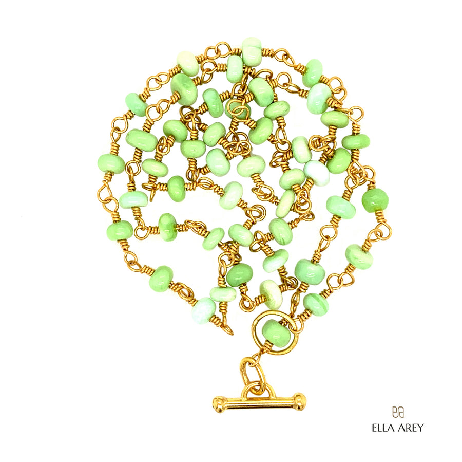 Gracey Green Peruvian Opal 22kt Gold Necklace - Ella Arey 