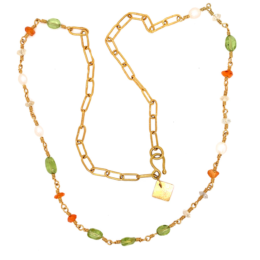 Pepper Mixed Gemstone and Pearl Necklace - Ella Arey 